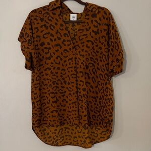 CAbi Women's Button Down Leopard Print Shirt - Brown